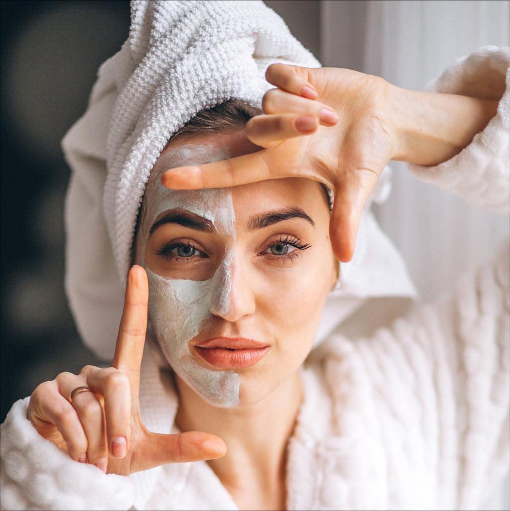 Woman doing skincare with facial mask