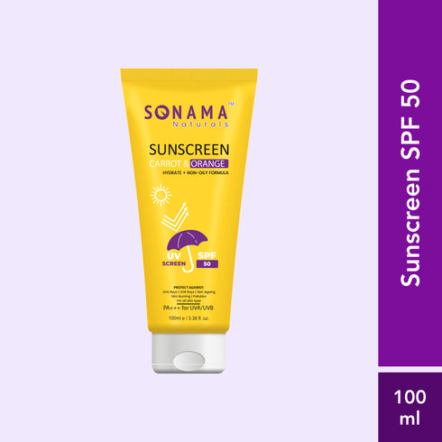 Carrot & Orange Sunscreen SPF 50 PA+++: Non-Greasy, Water-Resistant