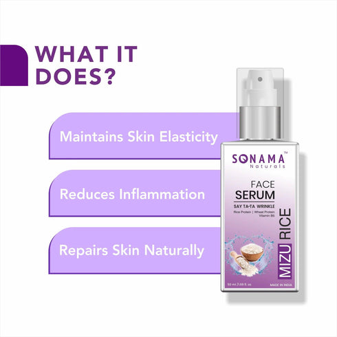 Sonama Naturals Mizu Rice 4-Step Regimen: Cleansing Form Face Wash | Face Toner | Face Serum | All Day Face Cream