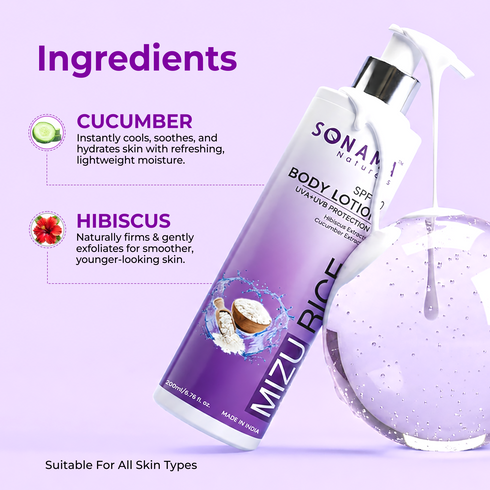 Mizu Rice SPF 30 Body Lotion For Deep Nourishment And Hydration