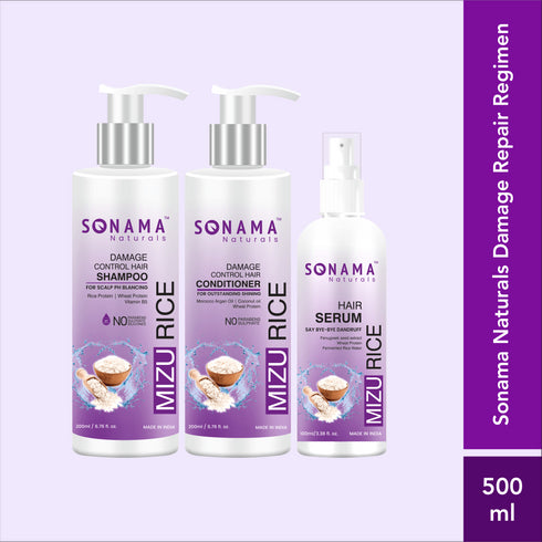Sonama Naturals Damage Repair Regimen: Hair Shampoo | Hair Conditioner | Hair Serum