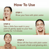 Step-by-step guide on how to use face wash with a woman rinsing her face.