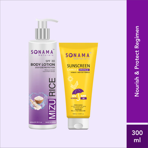 Nourish & Protect Regimen: SUNSCREEN SPF 50 PA+++ | BODY LOTION SPF 30