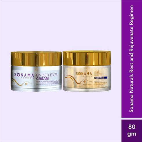 Sonama Naturals Rest and Rejuvenate Regimen: Under Eye Cream | Age Defence Night Cream