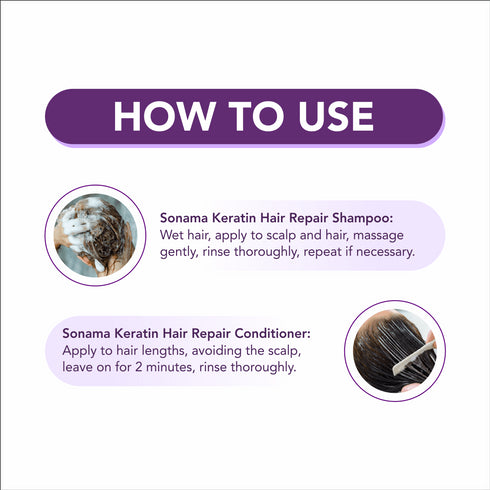 Sonama Silky Strength Regimen: Keratin Hair Care Shampoo | Conditioner Combo