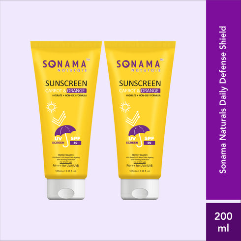 Carrot & Orange Sunscreen SPF 50 PA+++: Non-Greasy, Water-Resistant