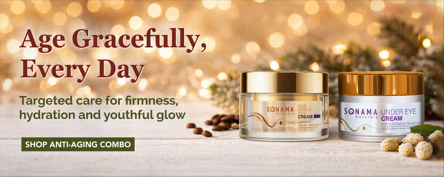 Two skincare cream jars with decorative elements on a blurred background