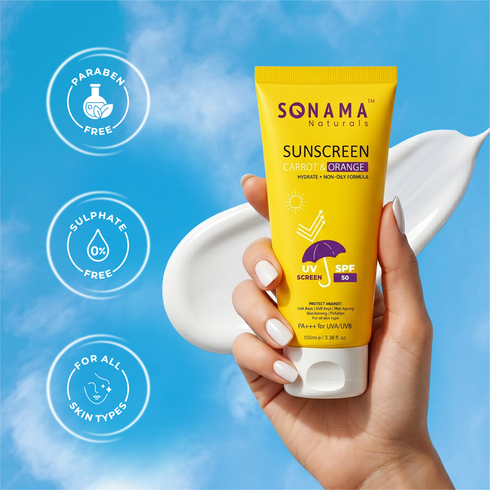 Carrot & Orange Sunscreen SPF 50 PA+++: Non-Greasy, Water-Resistant