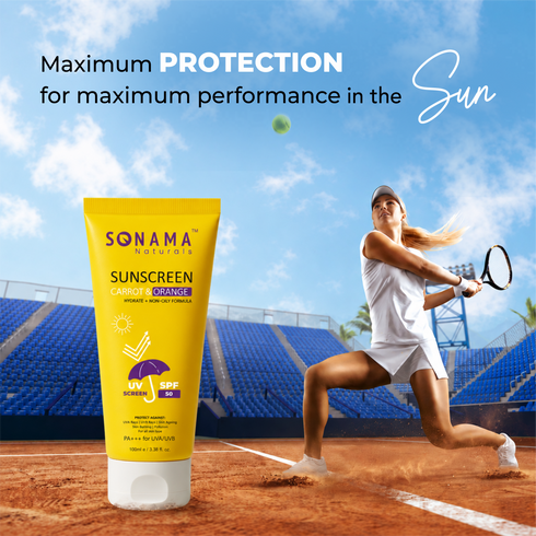 Carrot & Orange Sunscreen SPF 50 PA+++: Non-Greasy, Water-Resistant