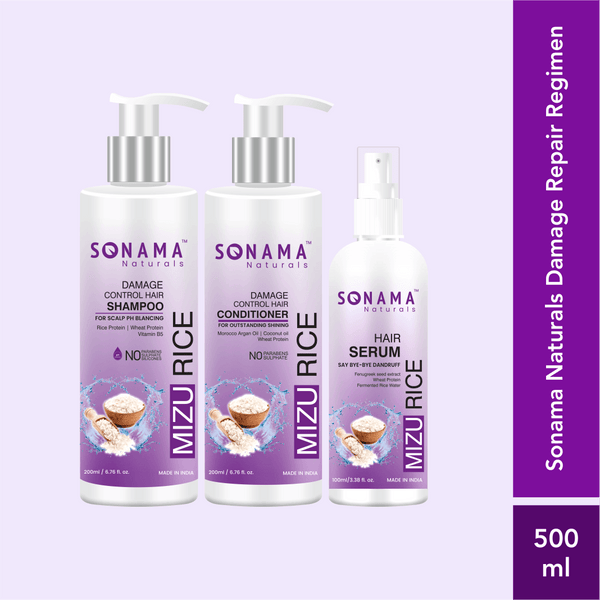 Sonama Naturals Damage Repair Regimen: Hair Shampoo | Hair Conditioner | Hair Serum