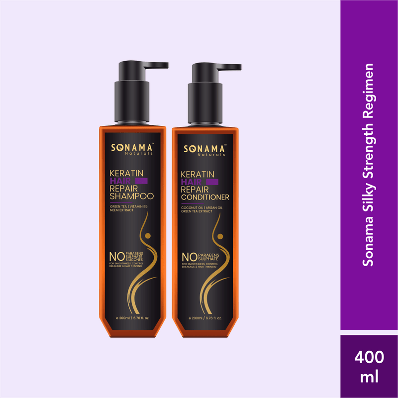 Sonama Silky Strength Regimen: Keratin Hair Care Shampoo | Conditioner Combo