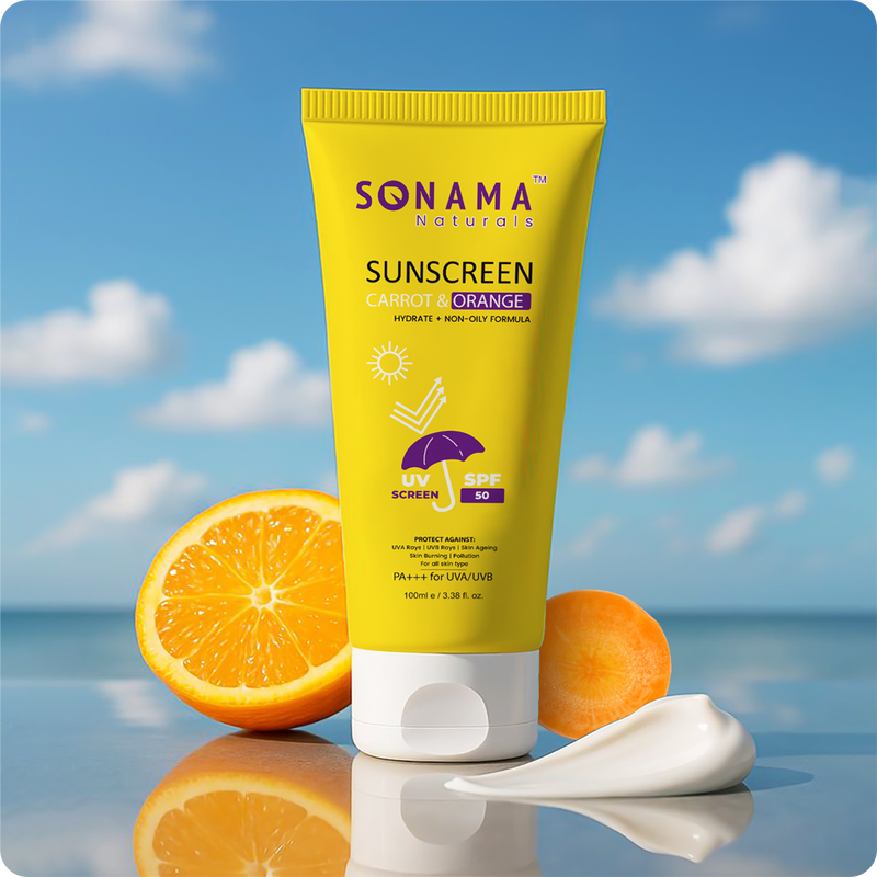 Carrot & Orange Sunscreen SPF 50 PA+++: Non-Greasy, Water-Resistant