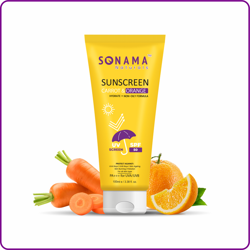 Carrot & Orange Sunscreen SPF 50 PA+++: Non-Greasy, Water-Resistant